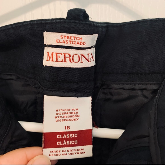 Merona Woman’s Straight Leg Pants Size 16 Black Classic Stretch - Picture 3 of 4